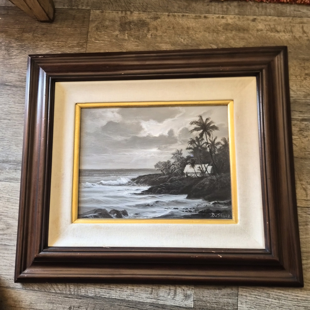 William DeShazo Original Signed Black And White Oil Painting
